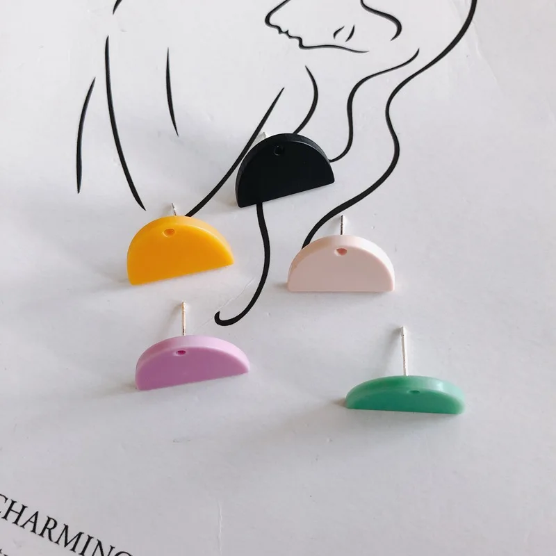 

10pcs DIY Acrylic Earrings Connectors Candy Color Earrings Base Semicircle Earring Settings for Handmade Jewelry Making Findings