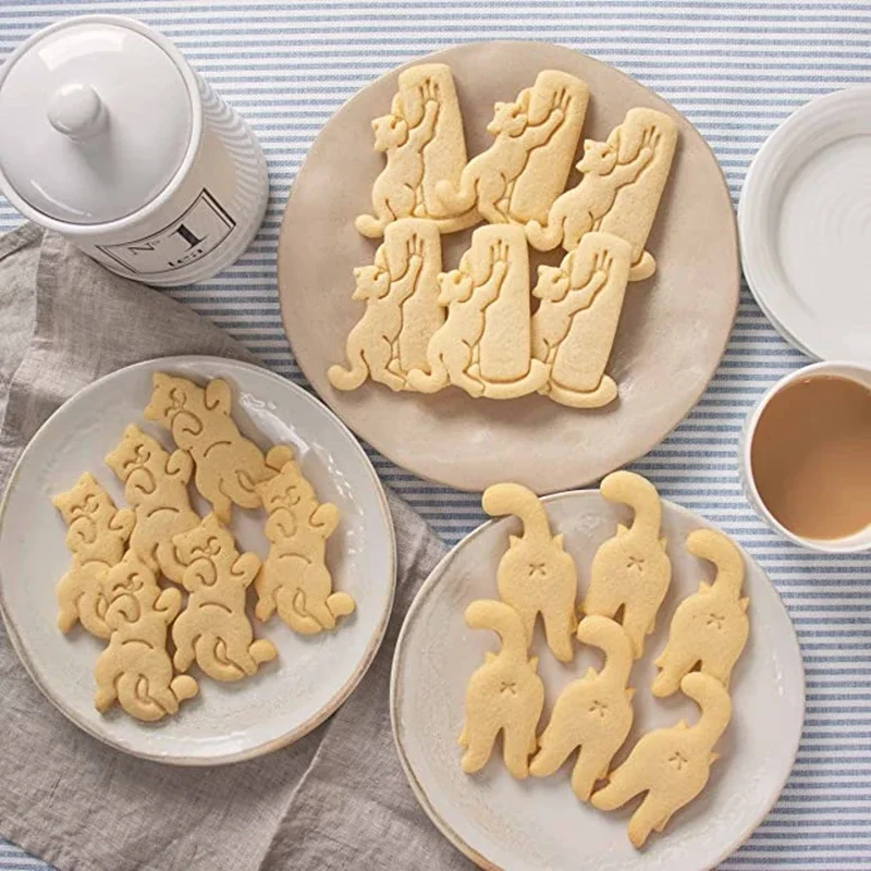 3D DIY Cute Cookie Cutters Mold Cat Kitty 3D cookie type pastry Mold for baking Kids Children Bakeware kitchen accessories