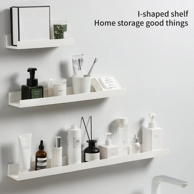 No-Drill Clear Acrylic Makeup Organizer Wall Mounted with Adhesive Stickers  or Screws, 15” Clear Acrylic Bathroom Organizer Shelf