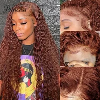 30 40 pouces brun rougeâtre 13x6 dentelle frontale perruque 250 densité couleur bouclés perruques cheveux humains vague profonde 13x4 13x6 HD dentelle frontale perruque 3