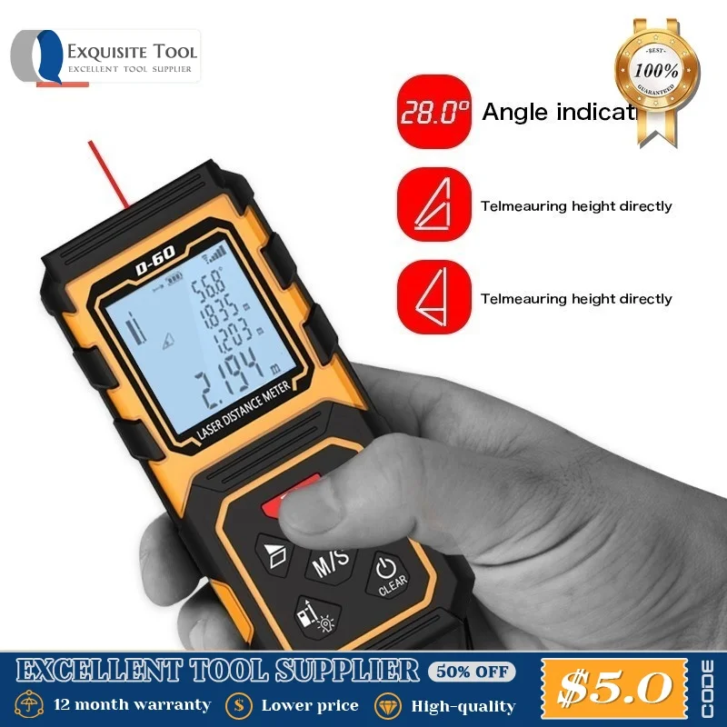

Digital 60M 80M 100M Handheld Rangefinder Laser Distance Meter Range Finder Tape Measure Tester Diastimeter Tool