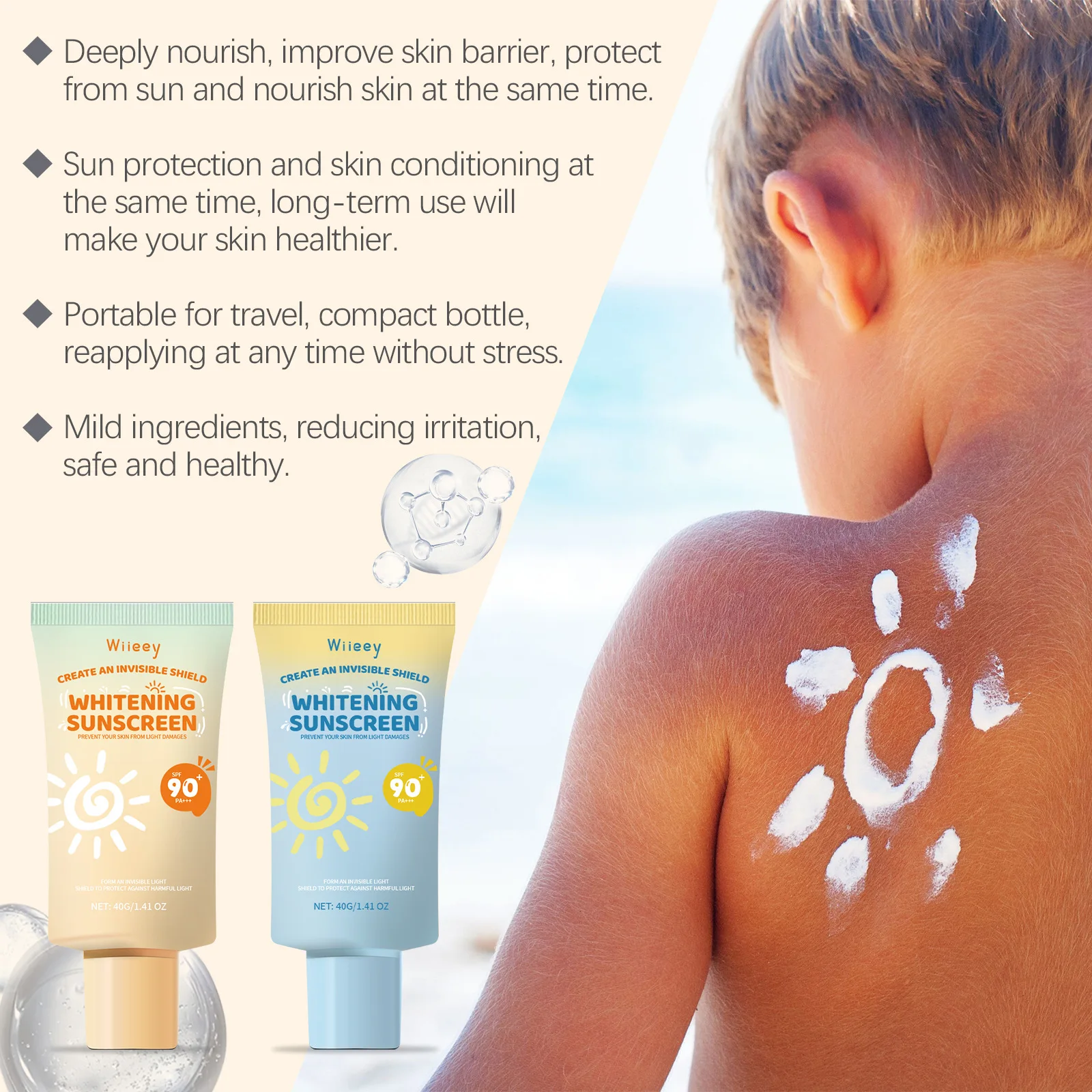 Hydrating Sunscreen Sun Cream Spf90 Sunblock Facial Body Protector Isolation Whitening Oil-Control Moisturizer Anti Solar Lotion