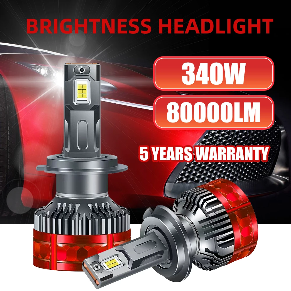 2pcs H4 LED Headlight Bulbs Super-Bright CSP Chip H7 H1 H11 9005 9006 HB3  HB4 9012 Car led 12V light Bulbs 340W High Power 6500K - AliExpress