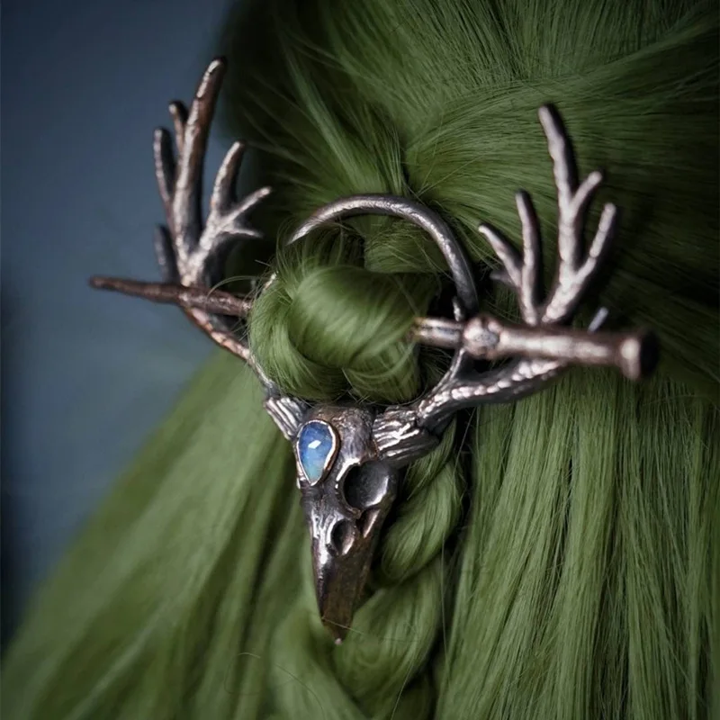Hair Stick Vintage Moonstone Hair Sticks For Women Gothic Retro Hairpins Viking Accessories