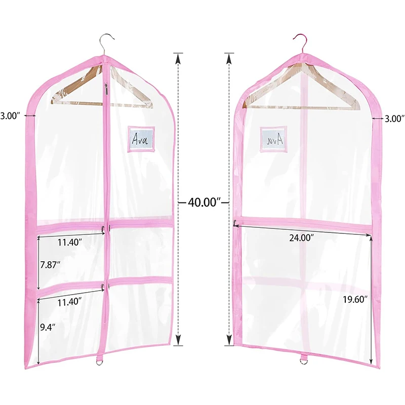 3PCS Clear PVC Dance Costume Bags for Kids 40-Inch Hanging Garment Bags Suitable for Dance Competitions And Suit Storage 4