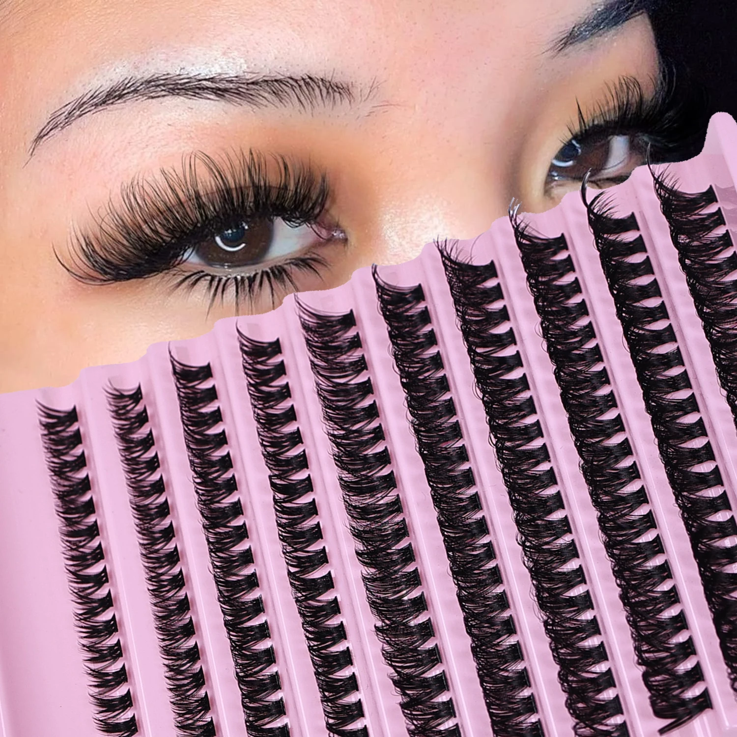 Bireysel Kirpikler 8-16mm 200 adet Küme Kirpikler Doğal Görünümlü Karışık Tepsi DIY Kirpik Uzatma Hacim Kirpik Kümeleri Kirpik Uzun