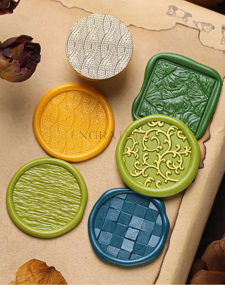 Description Picture 3 of item3D Sealing Wax Stamp Frosted Knitted Wood Ripple Texture Fern Monstera Botanical Pattern For Envelopes Invitation Gift Packaging