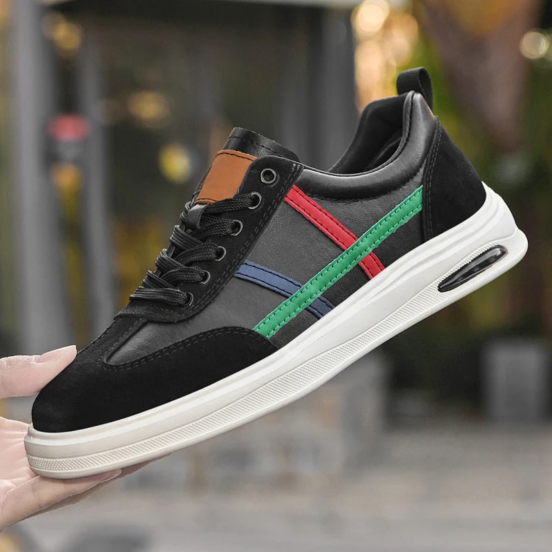 Casual Leather Mens Tenis Masculino Hot Sale Sneakers Leisure Walk Casual Shoes for Man Versatile Mixed Colors Skateboard Shoes
