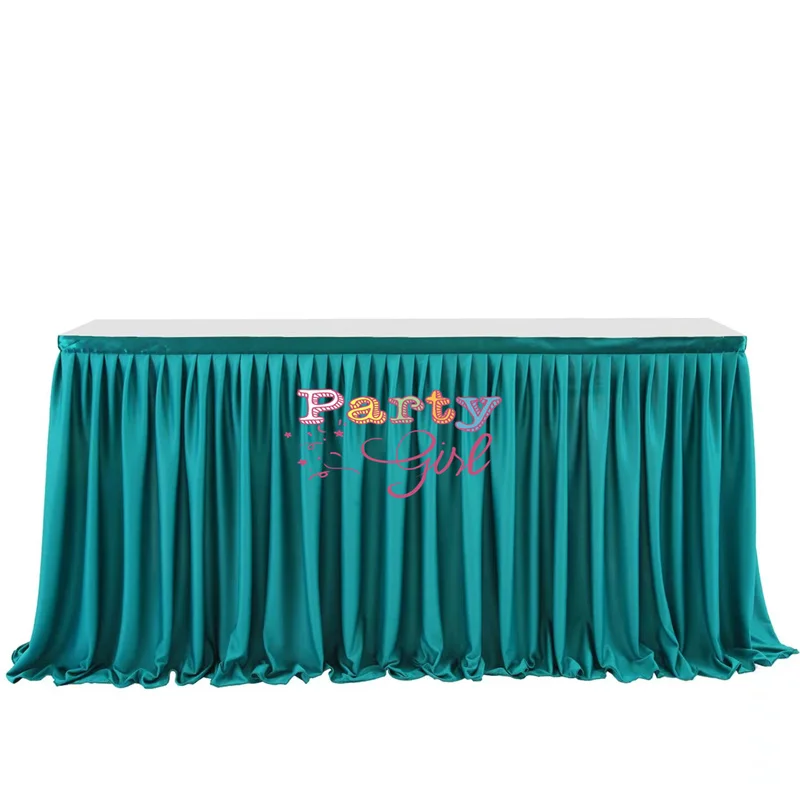 3 Layer Pleat Ice Silk Table Skirt Banquet Wedding Tablecloth Skirting Event Party Christmas Decoration