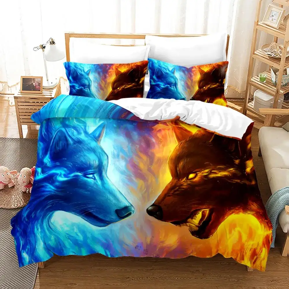 

New Ice And Fire Wolf Bedding Set Single Twin Full Queen King Size Ice Fire Wolf Bed Set Aldult Kid Bedroom постельное бельё 3D