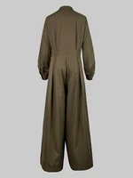 Onecozyday 2025 Stylish Solid Color Coverall for Urban Women Stand Collar High Waist Loose Fit One-piece Suit Casual Jumpsuits - Image 4