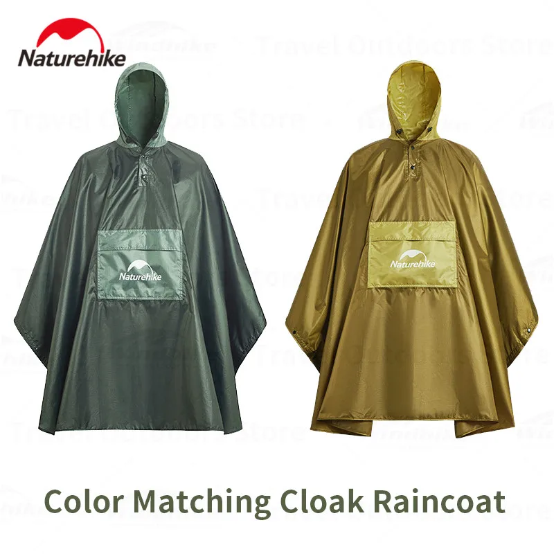 

Naturehike Camping Color-Blocking Cloak Raincoat Outdoor Portable Ultralight Hooded Cycling Hiking Rain Poncho 5000mmH2O Coat