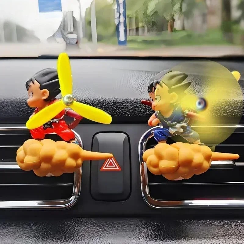 Dragon Ball Anime Figure Son Goku Car Air Conditioning Vents Fan Figurine Model Somersault Cloud Cute Car Decoration Gifts Toys