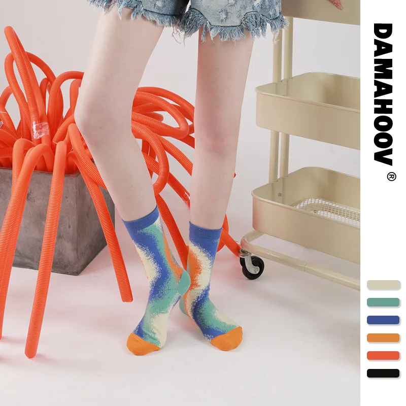 Summerneworiginalgradientmidthighsocksfemalefashionpersonality