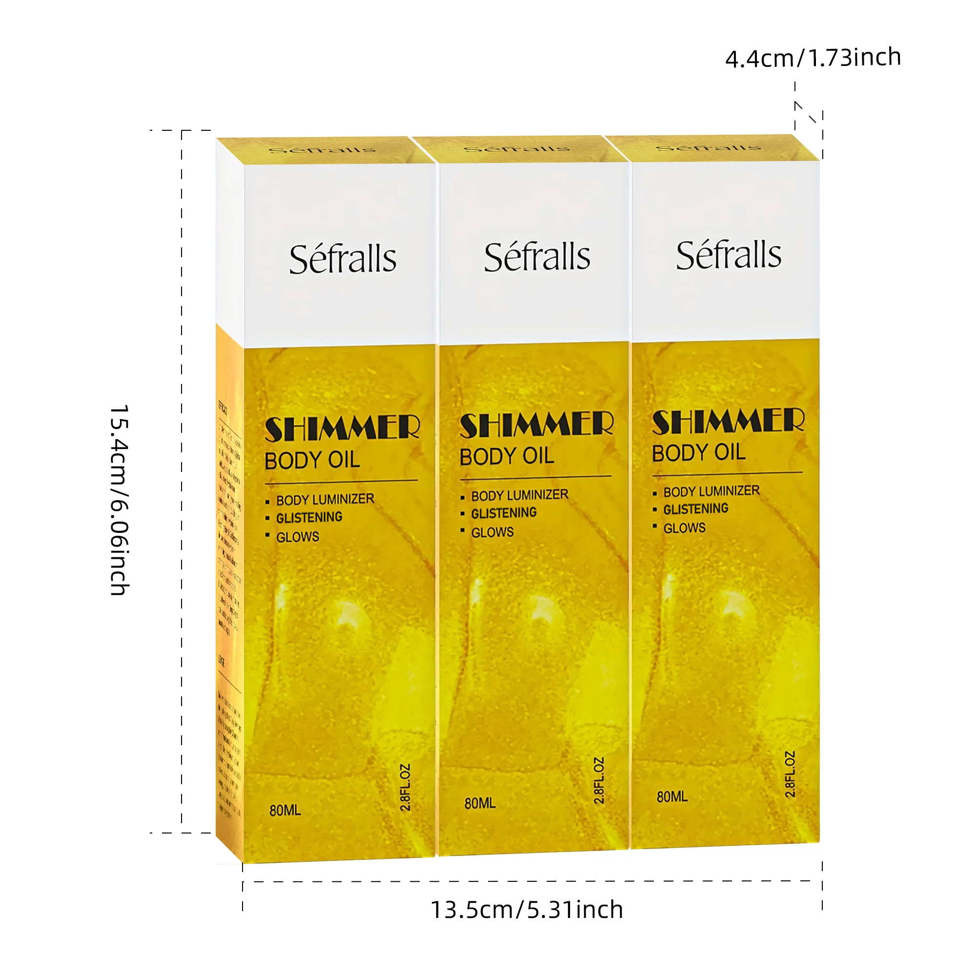 S&eacute;fralls Shimmer Body Oil 80ml*3pcs Lifting Firming Lighten Fine Lines Improve Sagging Skin Dullness Brightening Moisturizing