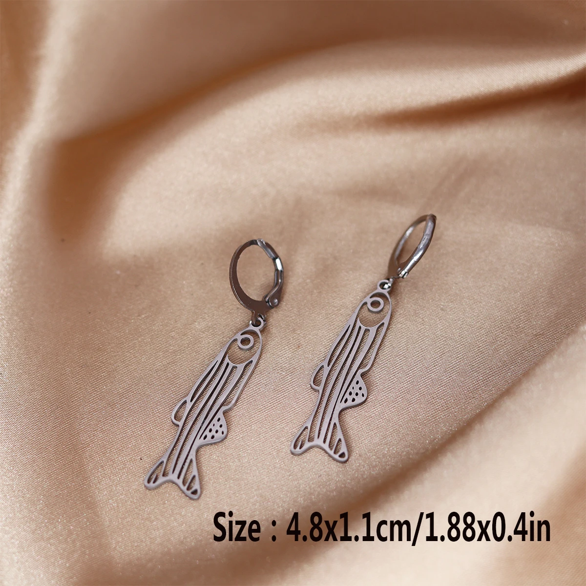 CHENGXUN Stainless Steel Zebrafish Earring Fish Hoop Earrings Geek Jewelry Biology Gift Simple Birthday Party Gifts for Women