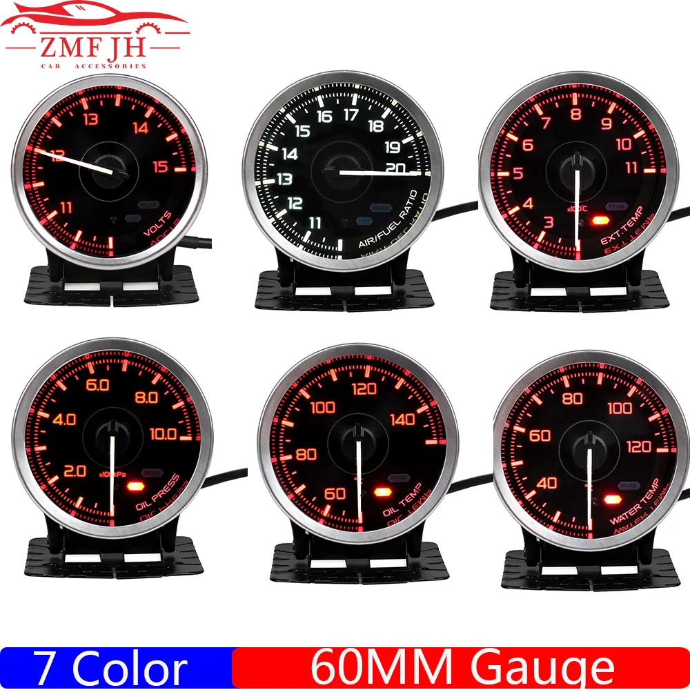 

A1 60mm Gauge Water Temperature Oil Temp Gauge Turbo Boost Ext Temp Gauge Oil Pressure Gauge Tachometer RPM Meter for Car 12V