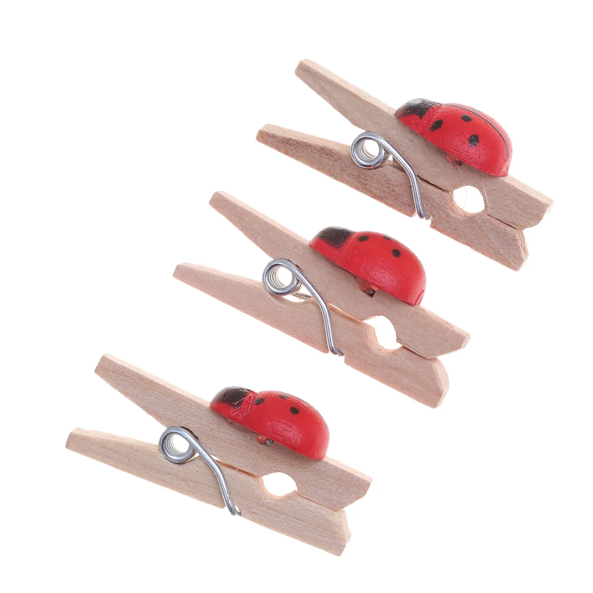 

100Pcs Lovely Wooden Pegs Handmade Red Beetle Photo Clips Note Memo Holder Craft Clips Ornaments Snack Clips for Party Favor