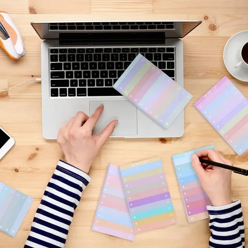 New Multi-color Rainbow Notepad Shopping Plan Memo Pad Office Learning List Memo Pad Notebook School Supplies Decoration
