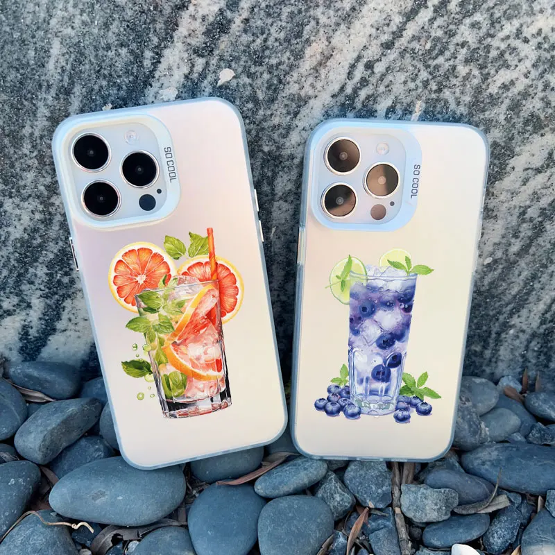 Cartoon Chill Getränke Zitronentee Fruchtsaft Handyhülle für iPhone 14 Pro Max Plus 15 13 12 11 Pro Max Mini stoßfeste Laserabdeckung – Detail 9