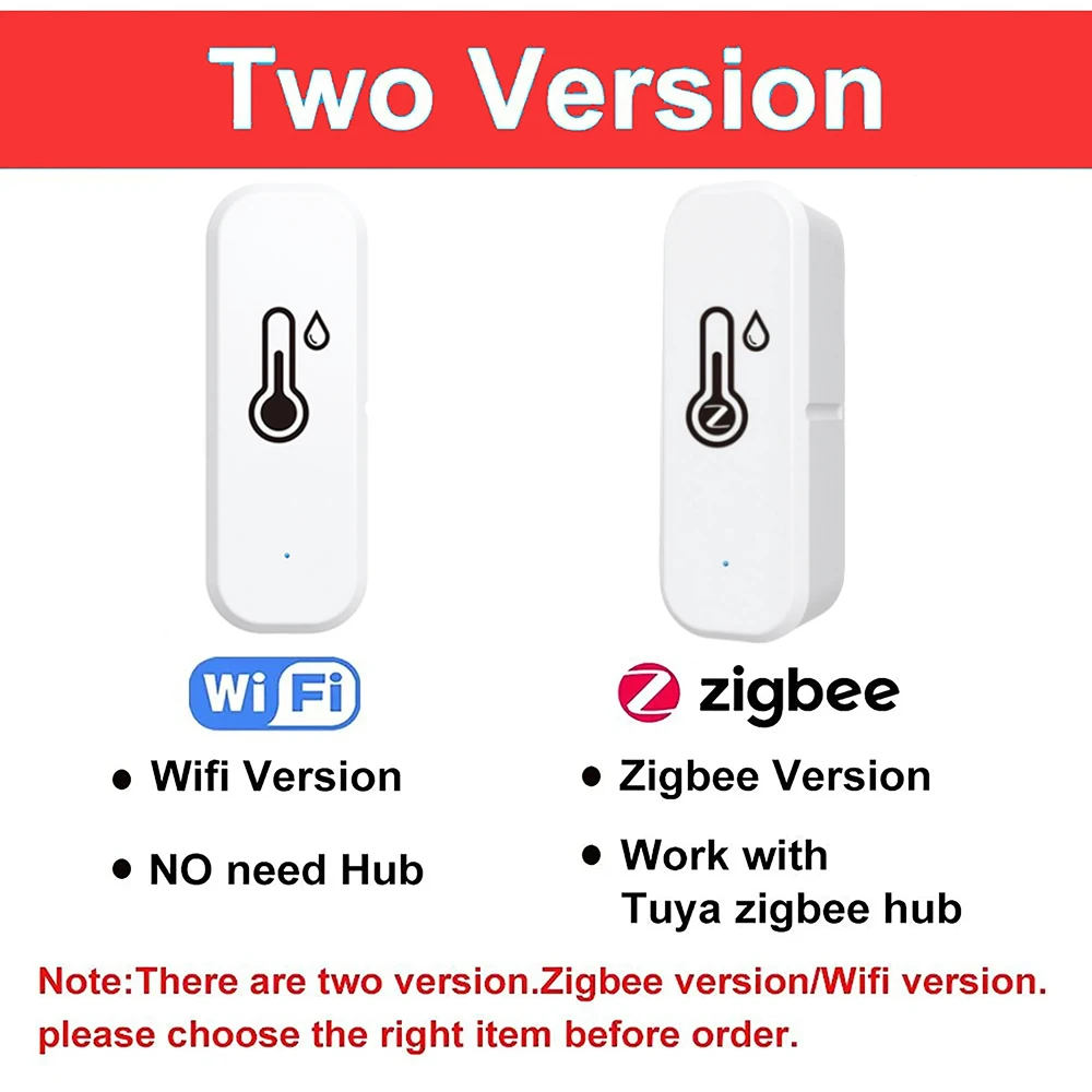 Tuya Smart WiFi Zigbee Temperature Humidity Sensor For Home Indoor Thermometer Hygrometer Works With Alexa Google Home 2/10PCS