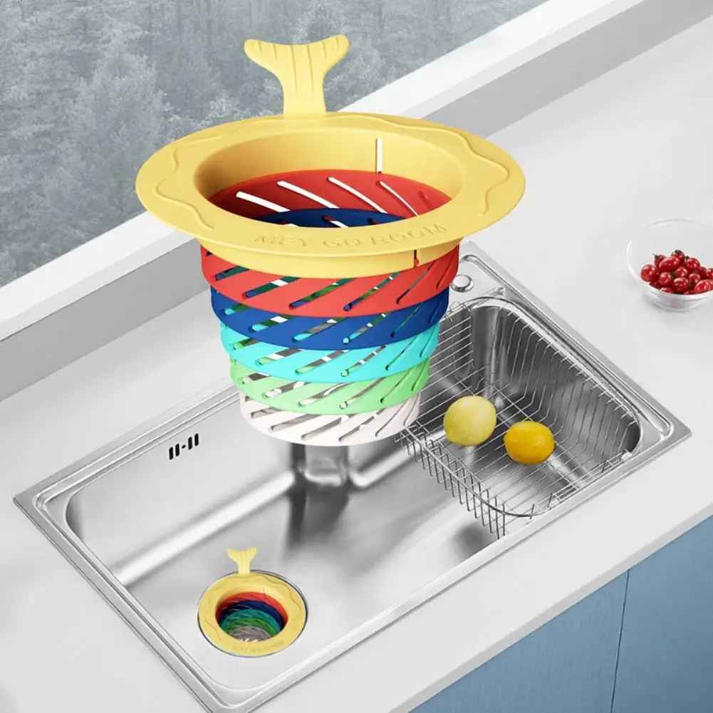 

Clog-free Drain Holes Durable Long-lasting Sink Net Colorful Telescopic Drainage Net Foldable Sink Filters Kitchen for Easy