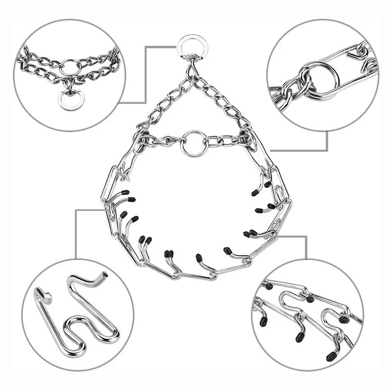 Adjustable Dog Training Collar with Protective Rubber-Tipped Prongs