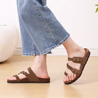 Kidmi nouvelles Mules pour femmes pantoufles antidérapantes sabots en daim pour femmes sandales de maison semelle en liège doux et confortable Mules sabots pantoufles de plage 4