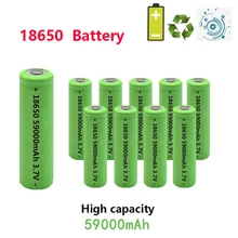 59000mAh High-capacity 18650 3.7V Lithium Ion Rechargeable Battery for Charging Counter Lamp Flashlight Drop Shipping