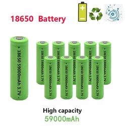 59000mAh High-capacity 18650 3.7V Lithium Ion Rechargeable Battery for Charging Counter Lamp Flashlight Drop Shipping