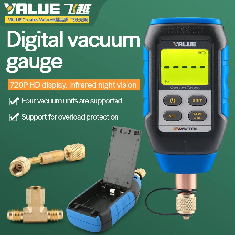 Digital Vacuum Gauge Value VMV-1 Intelligent digital vacuum gauge Laboratory refrigeration system vacuum inspection gauge 0-10000P