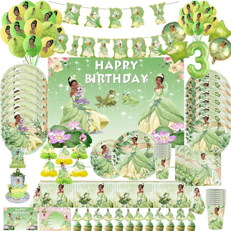Party Supplies Birthday Party Supplies Disney The Princess And The Frog Tiana Princess Party Decoration Cup Plate Banner Girl Birthday Party Decor Baby Shower Supplies