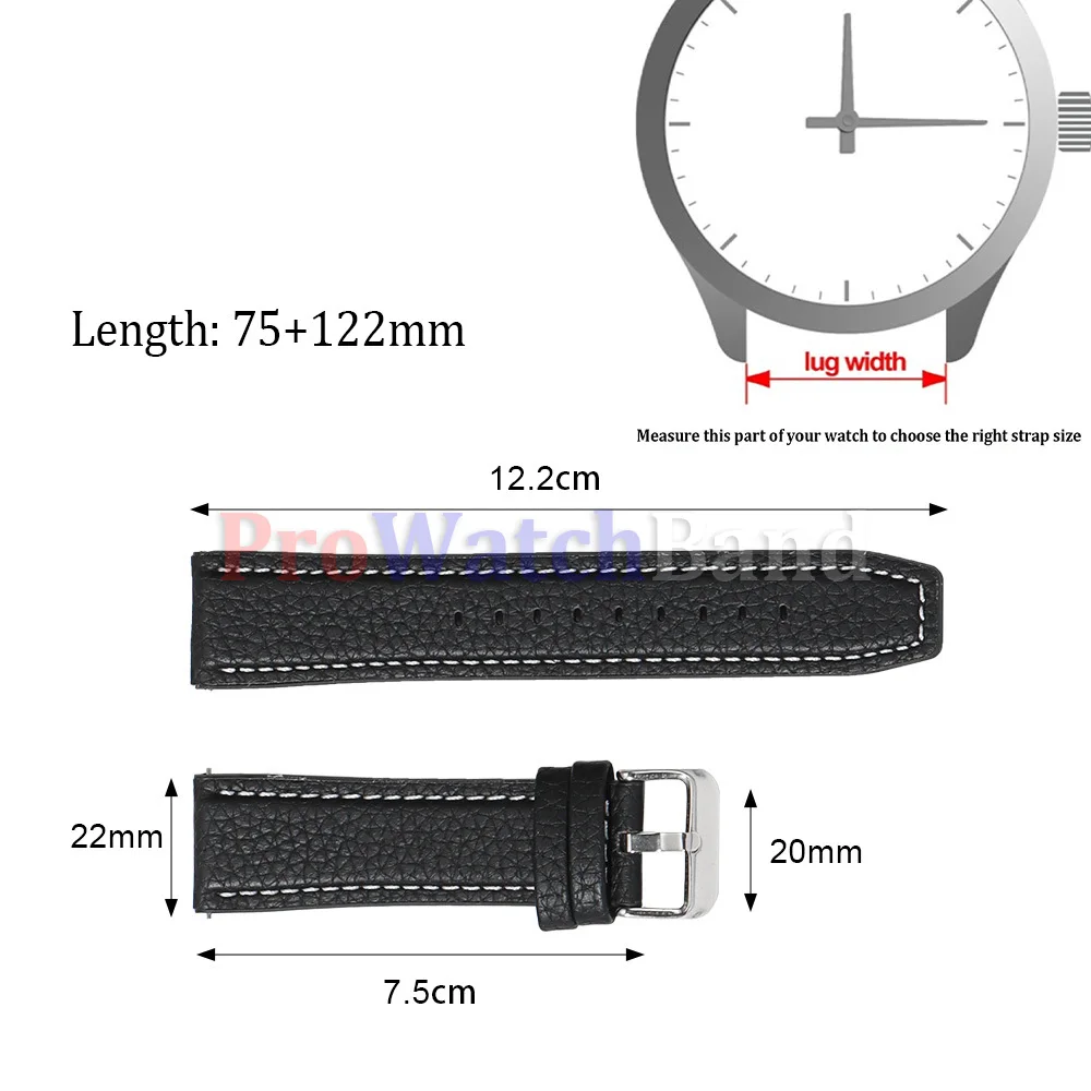 High-Quality Brown Lychee Pattern Leather Watch Band - Universal Fit