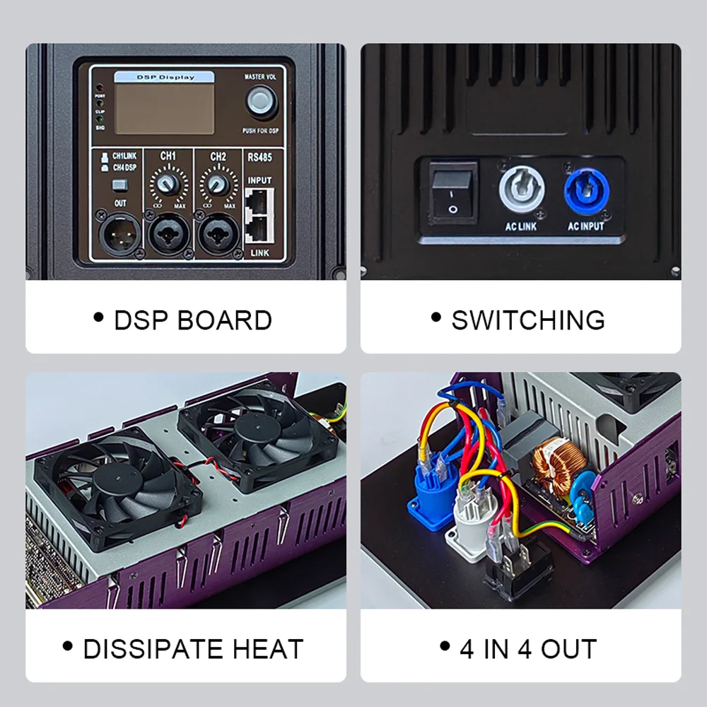 ShennDare FPA8000+CQ380 Professional 4입력 4출력 DSP 액티브 스피커 앰프 모듈 4x1300W 8OHM 서브우퍼 오디오 앰프 보드 FIR 96kzh PC 소프트웨어 제어