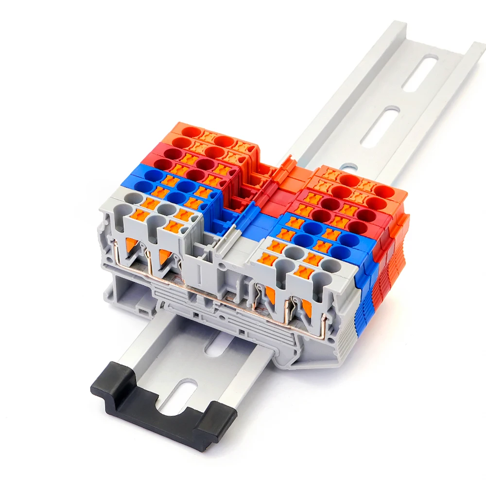 10Pcs Terminal Block PT2.5-QUATTRO 4 Conductors Din Rail Electrical Wire Spring Connection Push In Conductors Wire Connector din rail terminal block,wire connectors
