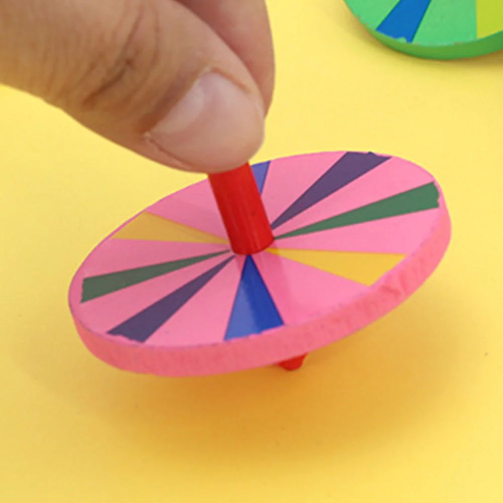 12 PCS Hand-turned Gyro for Children Kids Wooden Tops Pressure Relief