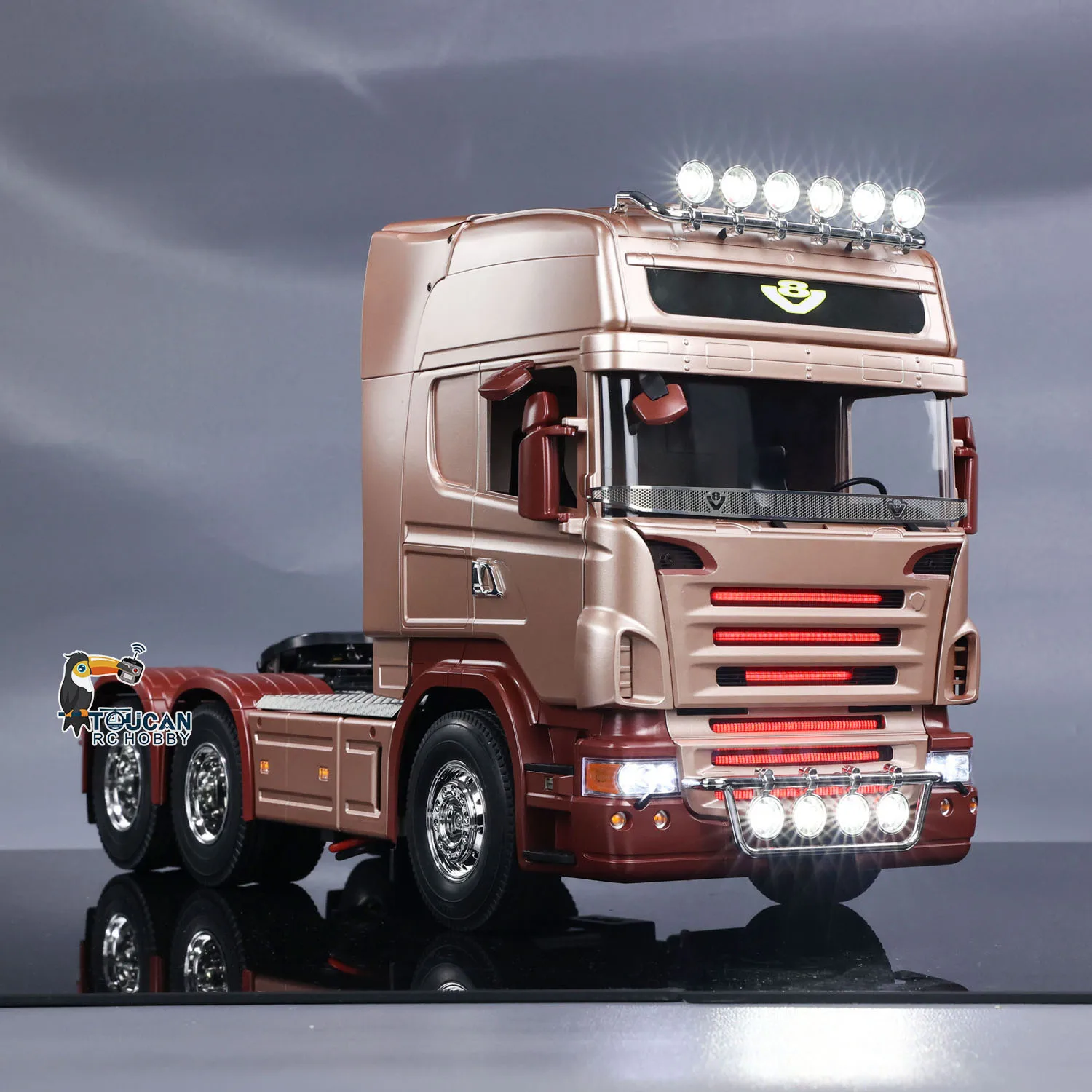 R620 1/14 3 Axles RC Tractor Truck 6*4 DIY Remote Control Lorry Car RTR Radio ESC Sound Light System Smoke Unit Painted Toy Gift 2