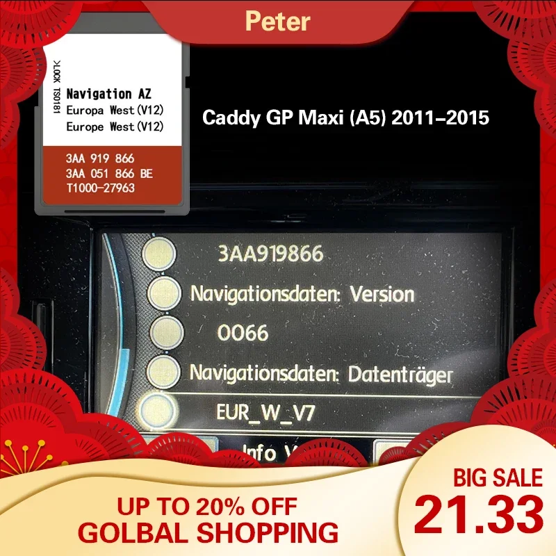Adatto Per Caddy Gp Maxi (A5) 2011-2015 Az V12 Western Europe Uk Spagna Map Sd Card