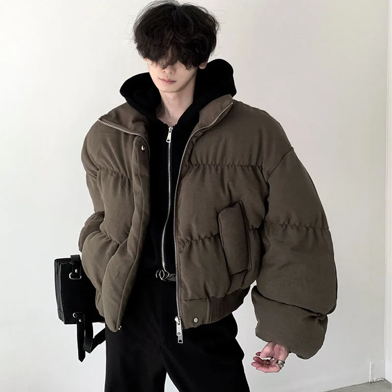 FEWQ Autumn American Vibe Thickened Cotton Jacket Men's Winter 2023 Solid Color Sleeve Design Male Tops Fashion 24X2167 4