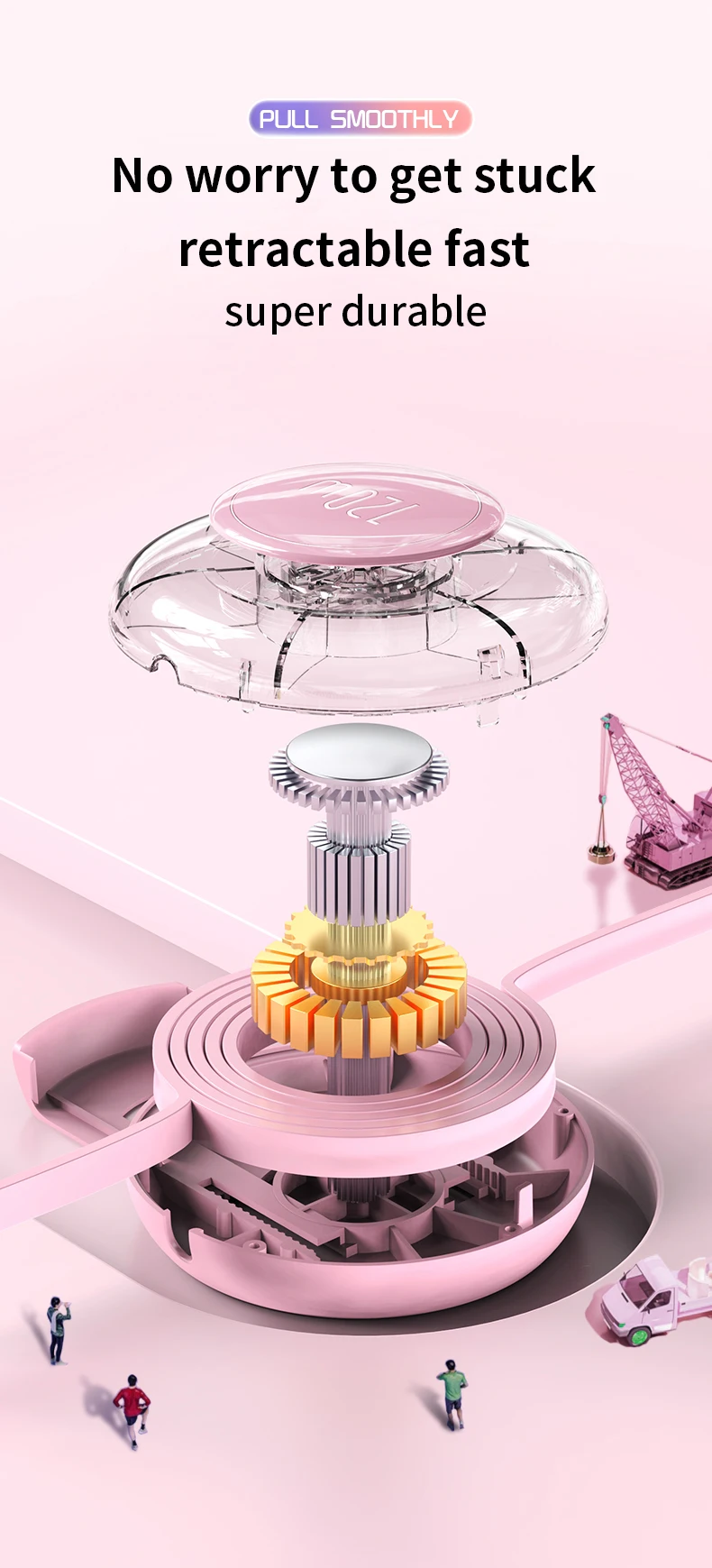 CAFELE Retractable Charger Cable for iPhone 16 15 14 13 12 11 120w 3 in 1 Fast Charging USB C Lightning Micro Multi Cord