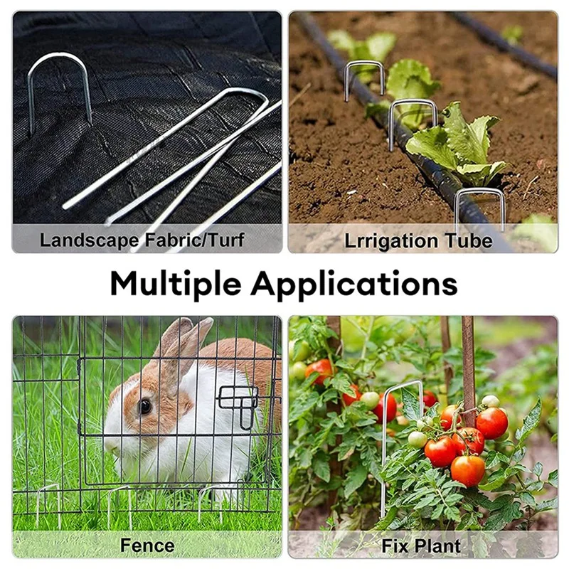 

200Pcs Gardening Planting Fixed Ground Spikes U Shaped Landscape Ground Pin Garden Stakes Securing Pegs Easy Install Easy To Use