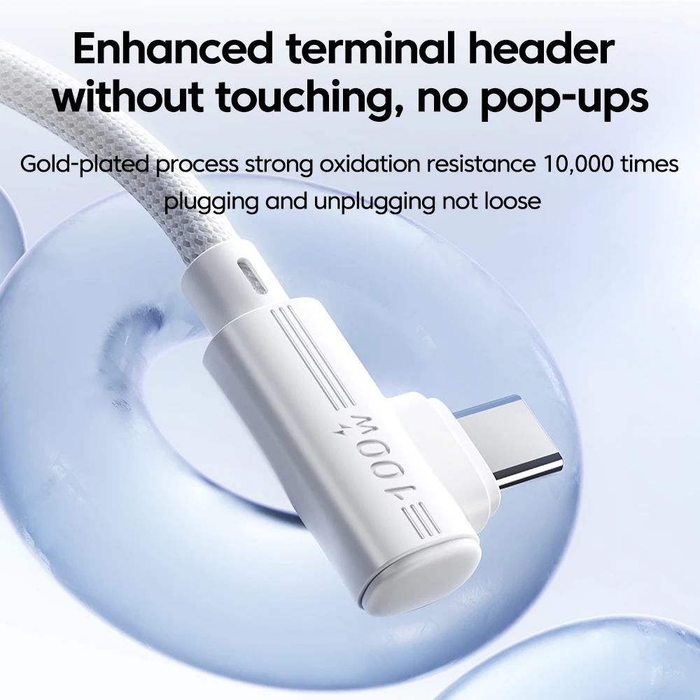 100 واط 90 درجة شحن سريع USB نوع C إلى USB C كابل...