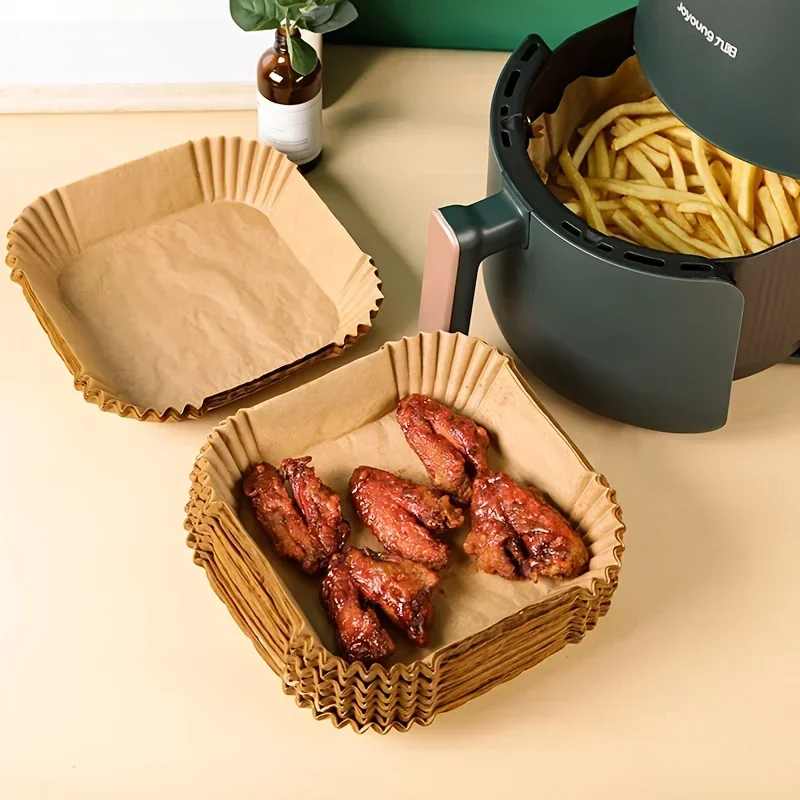 50-200pcs Square Mini Air Fryer Silicone Oil Paper Non-stick
