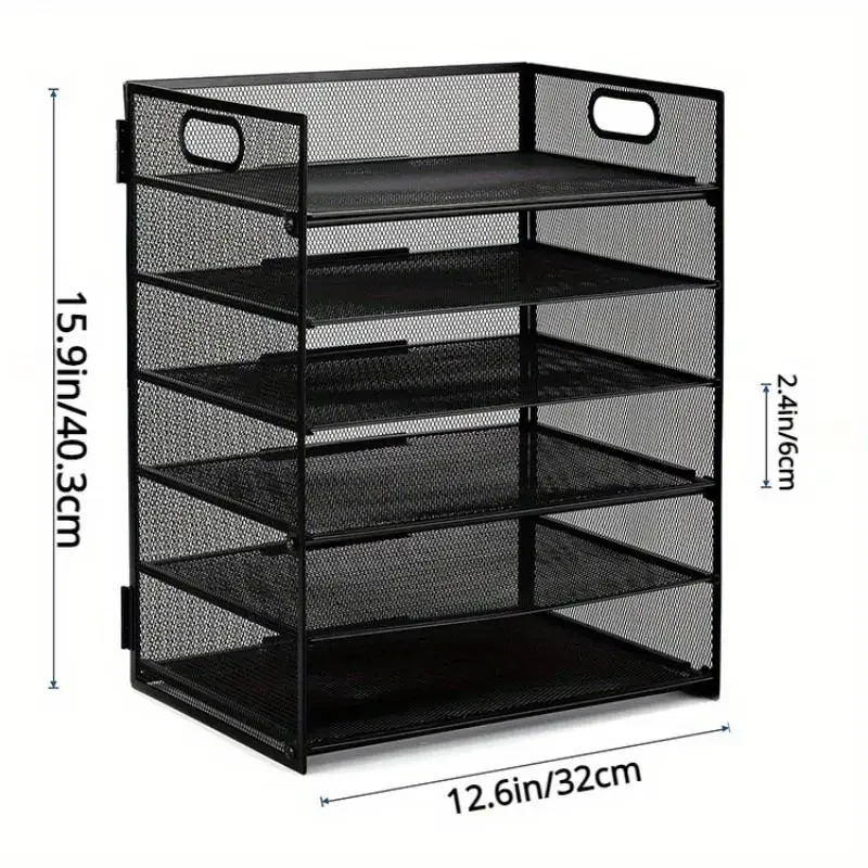 1PCS6-layer Paper Organizer Letter Tray-Mesh Desktop File Organizer,paper Sorter Organizer for Letter/A4 Office Folder Holders