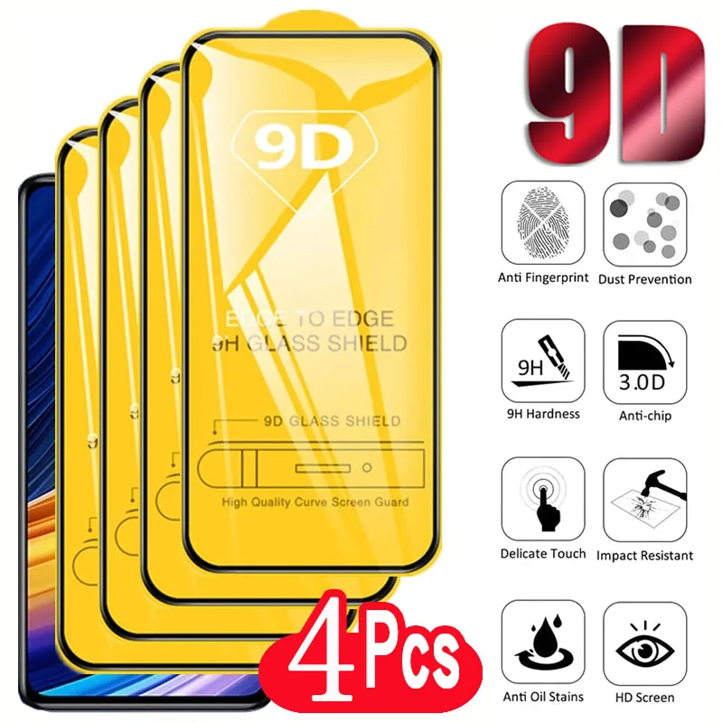 

4Pcs 9D Full Cover Tempered Glass For Vivo X21 X23 X30 Pro X50 X60 X70 Screen Protector For VIVO V15 V17 Pro NEX Protective Film