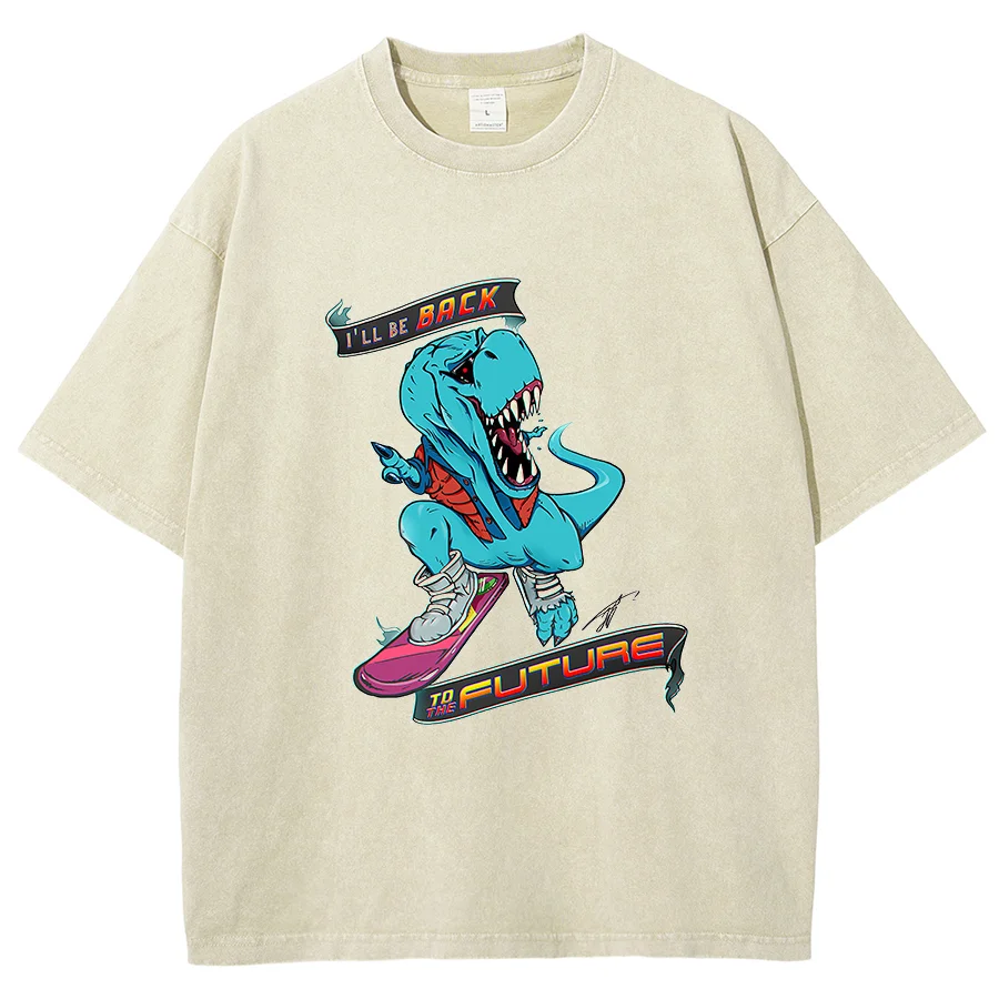 

Men's Washed T Shirt,Dinosaur Anime T-shirt, Guts Skull Knight Graphic Print TShirt, 100% Cotton Short Sleeve Unisex Streetwear