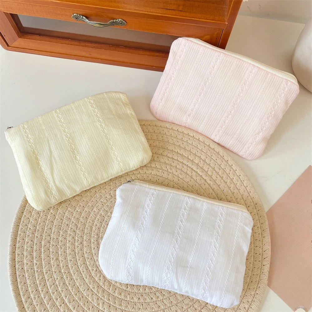 New Stripe Mini Makeup Lipstick Storage Pouch Coin Purse Cute Women Cosmetic Organizer Bag Sanitary Napkins Storage Bag