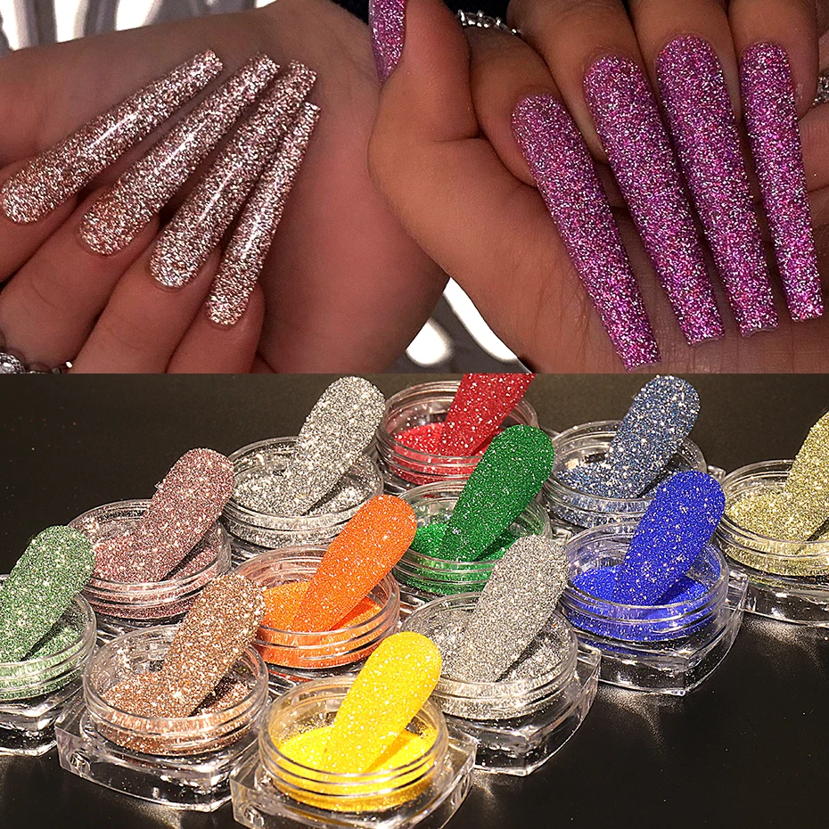 Reflective Glitter Iridescent Nail Powder Holographic Sparkly Diamond  Chrome Pigment Dust DIY Gel Polish Manicures Decoration&*& - AliExpress