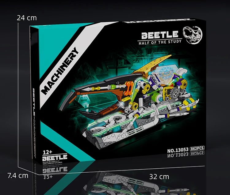 862PCS Glowing Beetle Building Blocks Jointed Wings Movable Mechanical Insect Model Bricks Puzzle Toys Children's Holiday Gifts