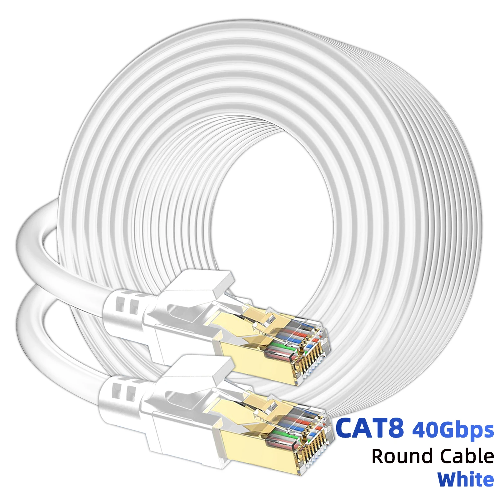 CAT 8-Round-White
